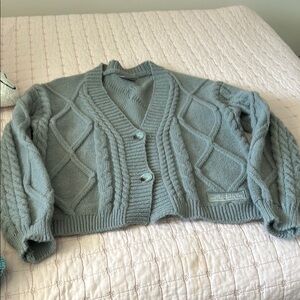 Taylor Swift TTPD -Cable Knit Cardigan Sweater - Gray